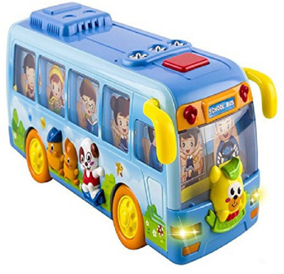 

Tiny Mynee Bump & Go Shaking School Bus with Music & Flashing Lights(Multicolor)