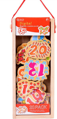 

Emob 20 PCS Magnetic Wooden Digital Puzzle with Wooden Carry Case(Multicolor)