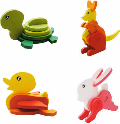 

Montez 3D Wooden Puzzle Educational Toy Set of 4(Multicolor)