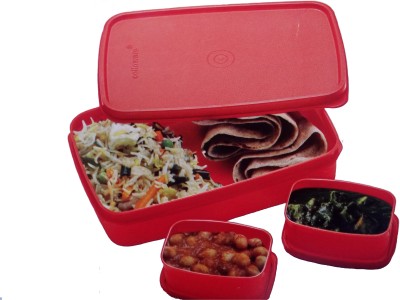 

Cello Compact 3 Containers Lunch Box(750 ml), Red