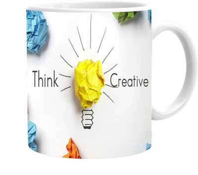 

Maison N Mode Think Creative Coffee Ceramic Mug(330 ml), Multicolor