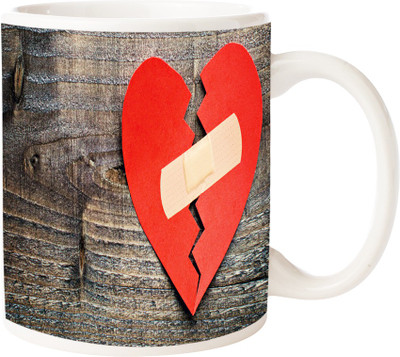 

Maison N Mode Break heart Coffee Ceramic Mug(330 ml), Multicolor