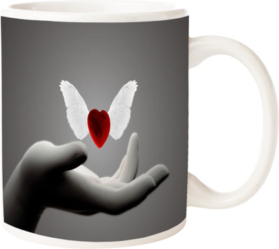 

Maison N Mode Fly Heart Coffee Ceramic Mug(330 ml), Multicolor