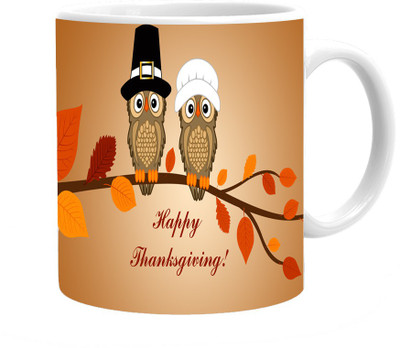 

Maison N Mode Happy Thx Coffee Ceramic Mug(330 ml), Multicolor
