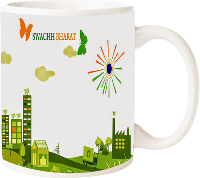 

Maison N Mode Swach Bharat 2 Coffee Ceramic Mug(330 ml), Multicolor