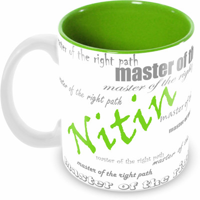 

Tuelip stylish customize name "NITIN" with meaningful Printed Tea & Coffee 350 ML Ceramic Mug(350 ml), Green