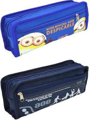 

Hrinkar Cartoon Printed Art Plastic Pencil Boxes(Set of 2, Blue)