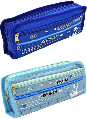 

Hrinkar Cartoon Printed Art Plastic Pencil Boxes(Set of 2, Blue)