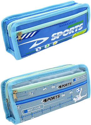 

Hrinkar Cartoon Printed Art Plastic Pencil Boxes(Set of 2, Blue)