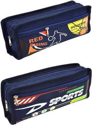 

Hrinkar Cartoon Printed Art Plastic Pencil Boxes(Set of 2, Blue)