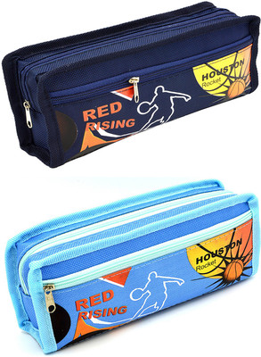 

Hrinkar Cartoon Printed Art Plastic Pencil Boxes(Set of 2, Blue)