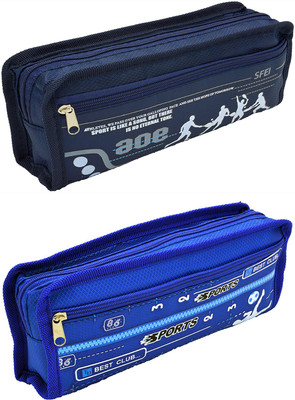 

Hrinkar Cartoon Printed Art Plastic Pencil Boxes(Set of 2, Blue)