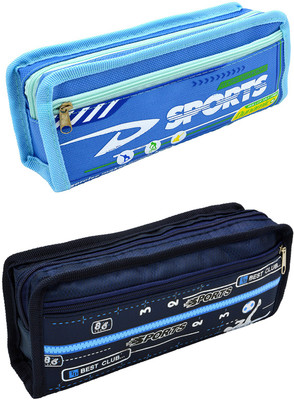 

Hrinkar Cartoon Printed Art Plastic Pencil Boxes(Set of 2, Blue)