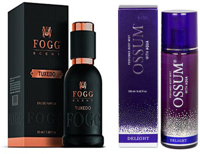 

Fogg COMBO PACK OF OSSUM DELIGHT PERFUME 190 ml + FOGG TUXEDO PERFUME 50 ML Eau de Parfum - 10 ml(For Men & Women)