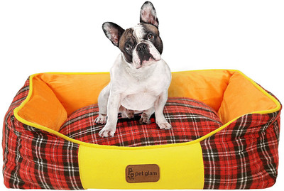 

Pet Glam Luxury Scottish (for Pugs, Shih tzu Small dogs) M Pet Bed(Yellow, Red)