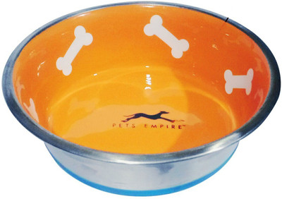 

Pets Empire Ceramic Coating With Silicone Base Rubber Round Stainless Steel Pet Bowl(450 ml Multicolor)