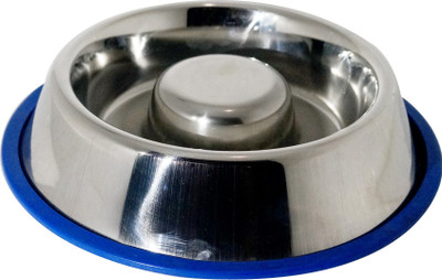 

Pets Empire Slow Feeding Round Steel Pet Bowl(600 ml ml Silver)