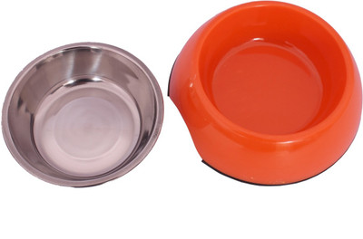 

SRI Stainless Steel Food And Water Melamine Stand With Non-Skid Rubber Bottom, Medium Round Plastic Pet Bowl(0.25 L Orange)