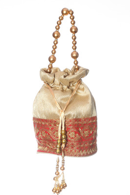 

Mahadev Exports Maroon small embroidery Gutthi potli Potli(Gold)