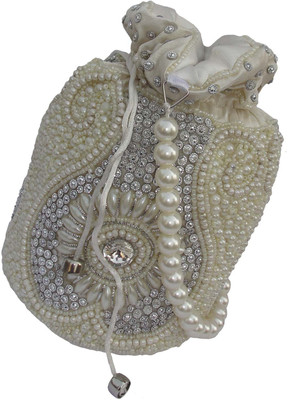 

ALAR Handmade Potli Bag with Beadwork Potli(White)