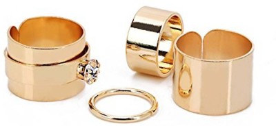 Shining Diva Antique Gold Set of 4 Midi Finger Rings Alloy Ring Set