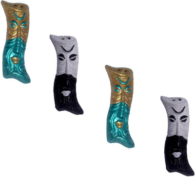 

Rasoh village hand artz zigzac wall hanging masks Decorative Showpiece - 13 cm(Terracotta, Multicolor)