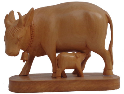 

LAVANSHI 4" Metal Meenakari Cow Idol Decorative Showpiece - 10 cm(Wooden, Brown)