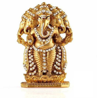 

Smstraders Panchmukhi Ganesh Decorative Showpiece - 8 cm(Gold Plated, Gold)