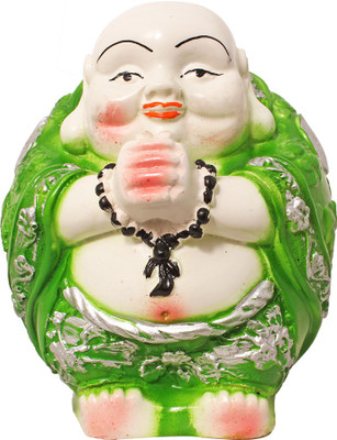 

Art N Hub Fengshui God Laughing Buddha Vastu Idol - Handicraft Decorative Home Décor God Figurine / Statue Gift item Decorative Showpiece - 12 cm(Earthenware, Green)