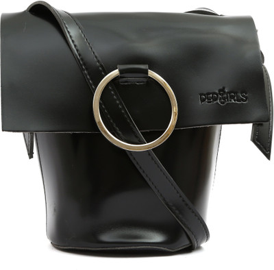 

Pepgirls Girls Casual Black Leatherette Sling Bag