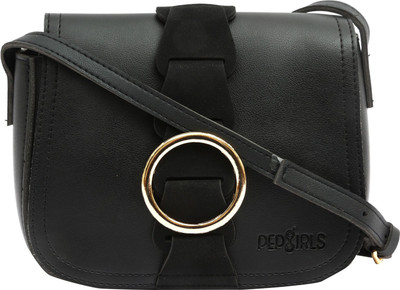 

Pepgirls Girls Casual Black Leatherette Sling Bag