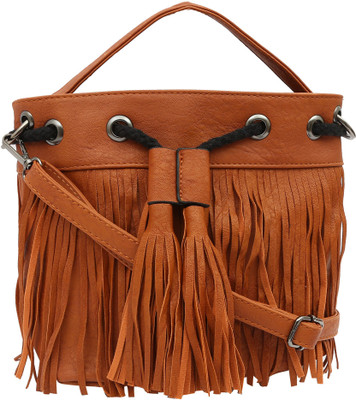 

Pepgirls Girls Casual Brown Leatherette Sling Bag