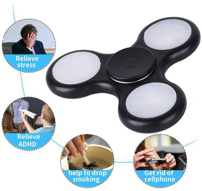 

Awish LED Light Tri-spinner Fidget Toy Hand Spinner – Stress Reducer, Durable Bearing High Speed, Super Smooth Well Balanced(Black)