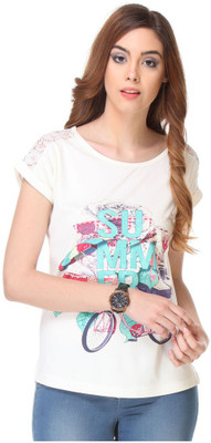 Mysarees Casual Half Sleeve Printed Women White Top Mysarees Casual Half Sleeve Printed Women White Top