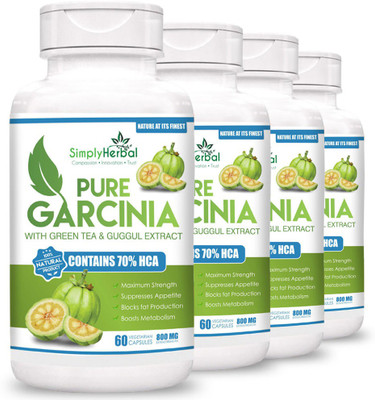 

Simply Herbal Garcinia Cambogia 70%HCA +GreenTea +Guggul 800mg 60 no.s For Weight loss(240 No)