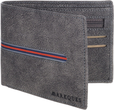

MARKQUES Men Grey Artificial Leather Wallet(6 Card Slots), Grey-13
