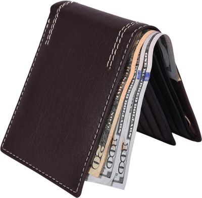 

Accezory Men Brown Genuine Leather Wallet(16 Card Slots), Brown;black