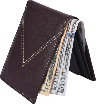 

Accezory Men Brown Genuine Leather Wallet(3 Card Slots), Brown;black