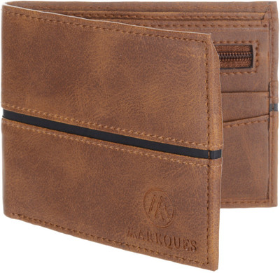 

MARKQUES Men Brown Artificial Leather Wallet(9 Card Slots), Brown-02