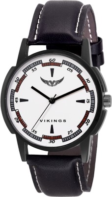 VIKINGS LATEST FASHION WITH WHITE DIAL & BLACK STRAP Watch  - For Men & Women   Watches  (VIKINGS)
