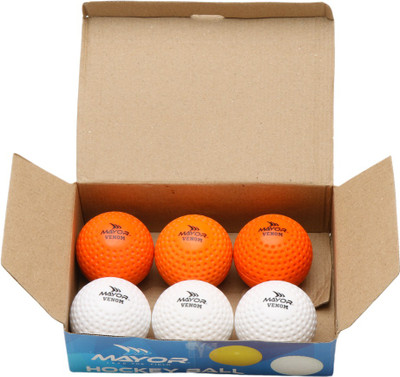 

Mayor Venom Hockey Ball(Pack of 6, White, Orange), Multicolor