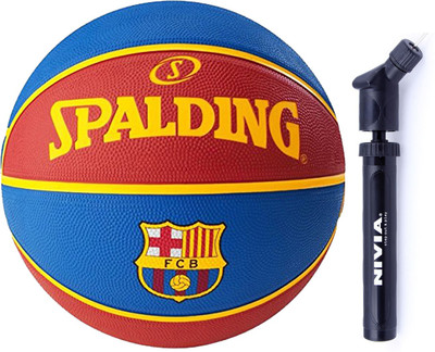 

SPALDING Euro Barcelona + Ball Pump Combo Basketball - Size: (Pack of 2, Multicolor, Red/blue