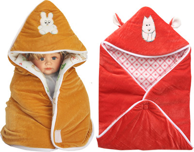 

My NewBorn Cartoon  Hooded Baby Blanket(Polyester, Beige, Orange
