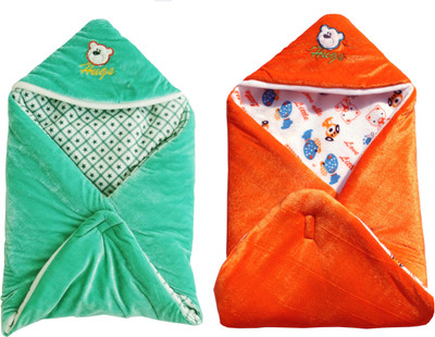 

My NewBorn Cartoon  Hooded Baby Blanket(Polyester, Green, Orange