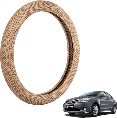 

Autofy Steering Cover For Toyota Etios(Light Brown, Fabric)