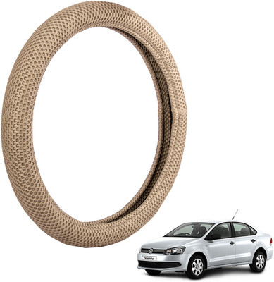 

Autofy Steering Cover For Volkswagen Vento(Light Brown, Fabric)