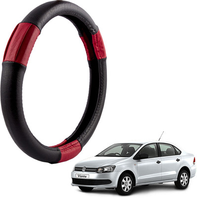 Autofy Steering Cover For Volkswagen Vento(Black, Leather)