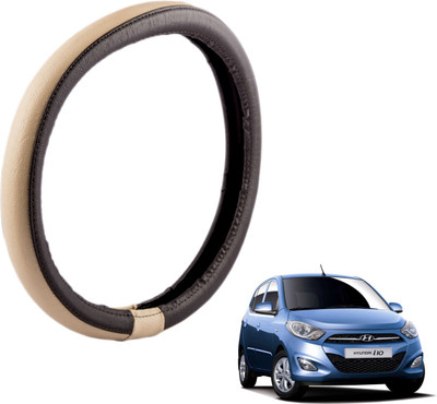 Autofy Steering Cover For Hyundai i10(Brown, Leather)