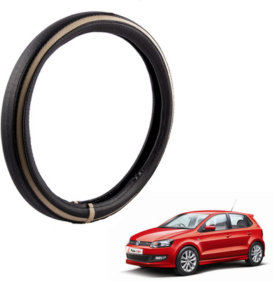 

Autofy Steering Cover For Volkswagen Polo(Black, Leather)