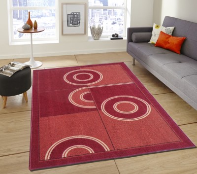 STATUS Maroon Nylon Carpet(5 ft,  X 7 ft, Rectangle)